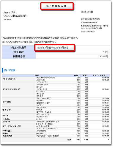 売上明細報告書