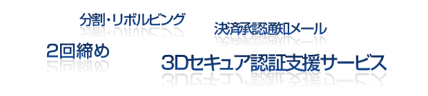 オプションサービス:分割・リボルビング、2回締め、3Dセキュア認証支援サービス、決済承認通知メール