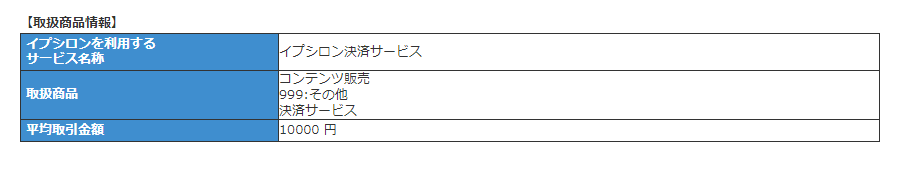 取扱商品情報