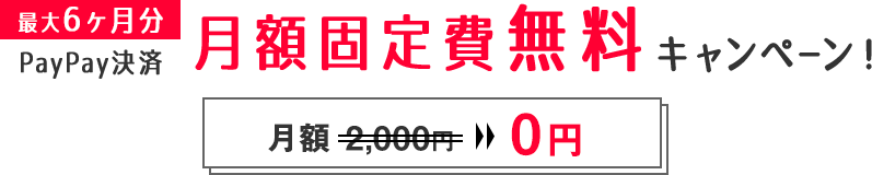 PayPay決済月額固定費無料キャンペーン!最大6ヶ月 2,000円→0円